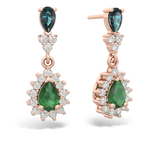 alexandrite-emerald dangle earrings
