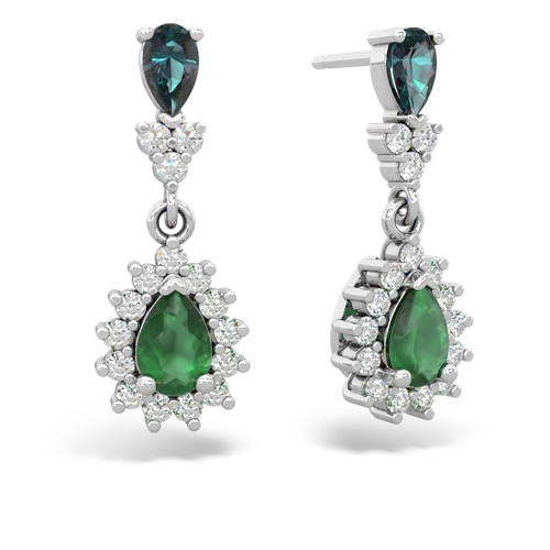 alexandrite-emerald dangle earrings