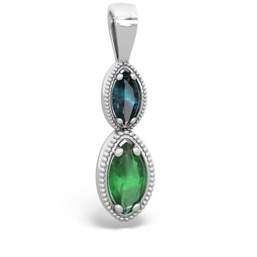 alexandrite-emerald antique milgrain pendant