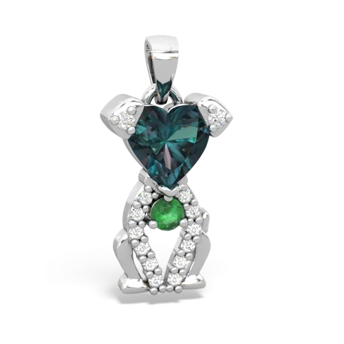 alexandrite-emerald birthstone puppy pendant