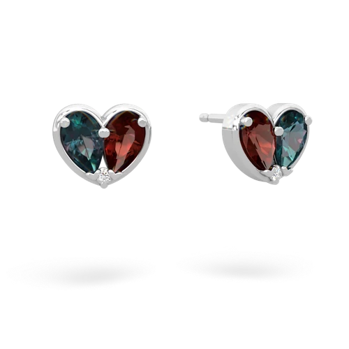 alexandrite-garnet one heart earrings
