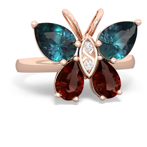 alexandrite-garnet butterfly ring