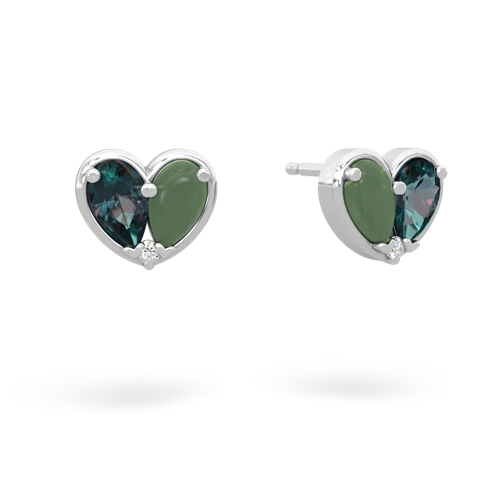alexandrite-jade one heart earrings