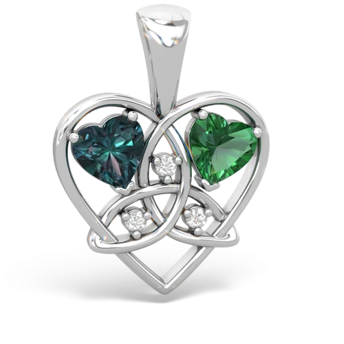 alexandrite-lab emerald celtic heart pendant