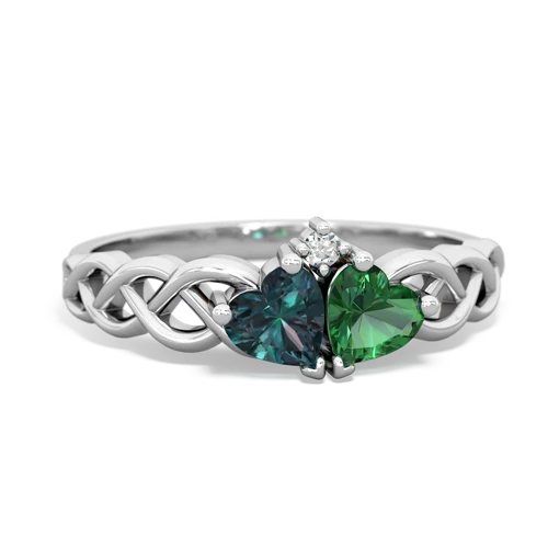 alexandrite-lab emerald celtic braid ring