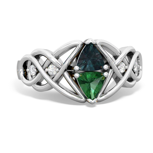 alexandrite-lab emerald celtic knot ring