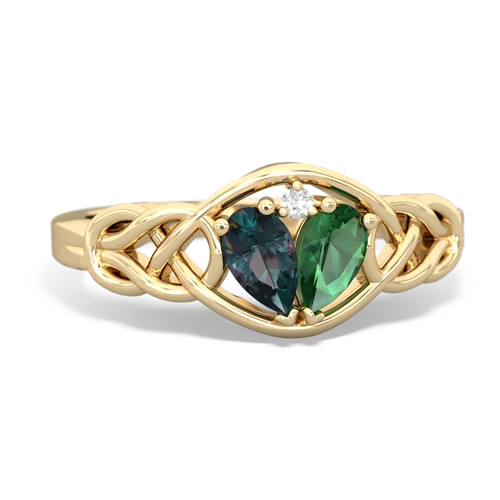 alexandrite-lab emerald celtic knot ring
