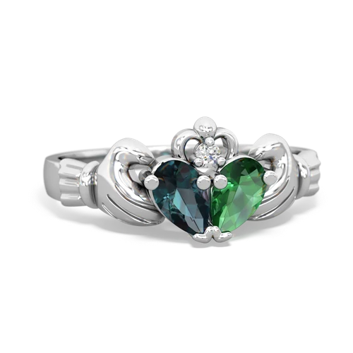 alexandrite-lab emerald claddagh ring