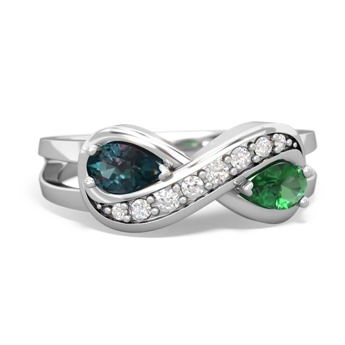 alexandrite-lab emerald diamond infinity ring