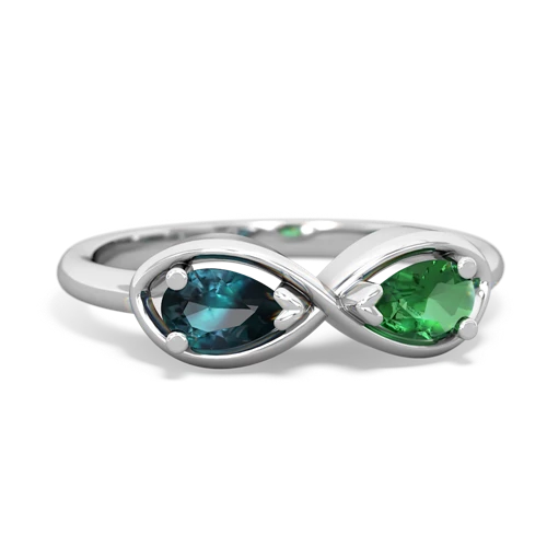 alexandrite-lab emerald infinity ring