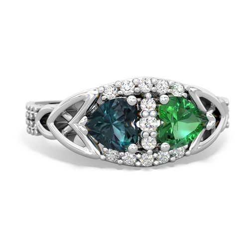 alexandrite-lab emerald keepsake engagement ring