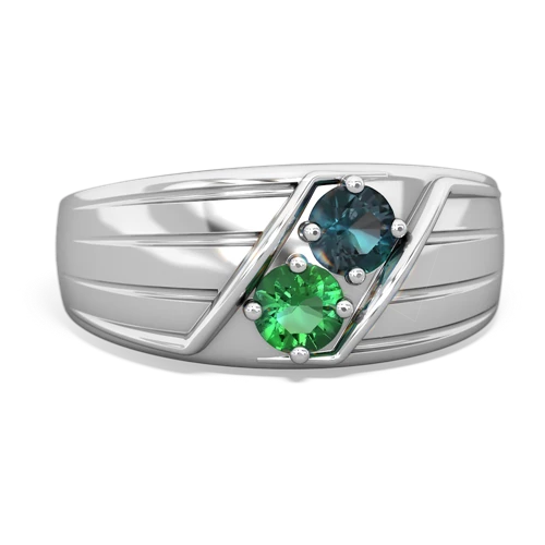 alexandrite-lab emerald mens ring