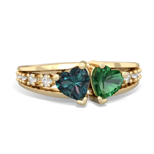alexandrite-lab emerald modern ring