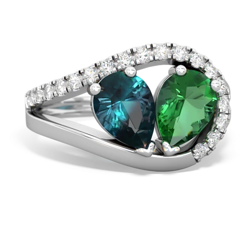 alexandrite-lab emerald pave heart ring