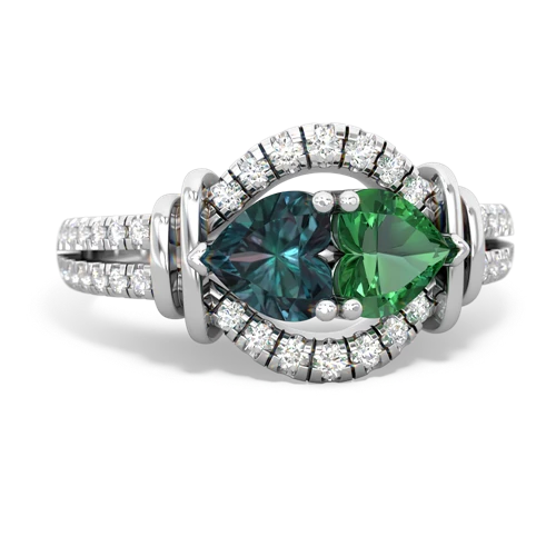 alexandrite-lab emerald pave keepsake ring