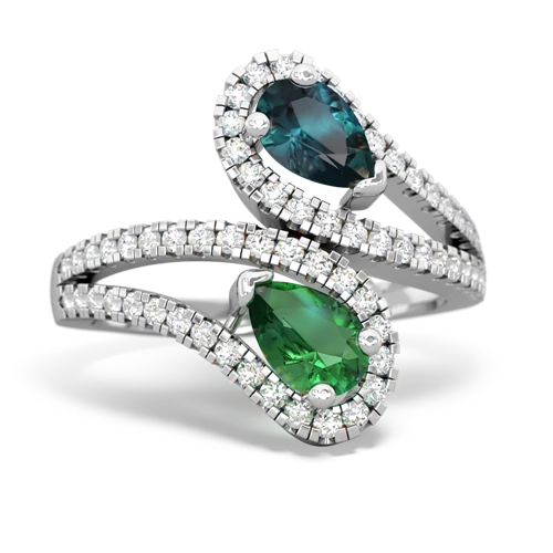 alexandrite-lab emerald pave swirls ring