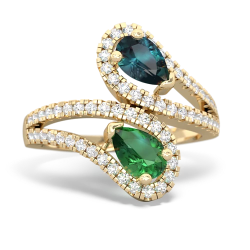 alexandrite-lab emerald pave swirls ring
