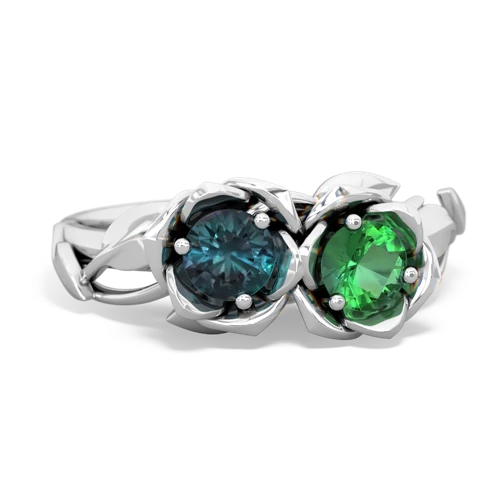 alexandrite-lab emerald roses ring
