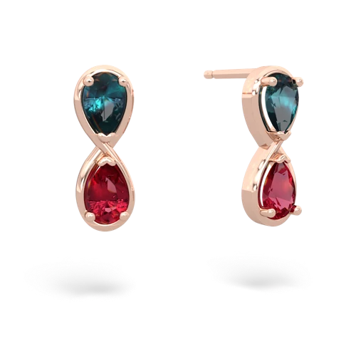 alexandrite-lab ruby infinity earrings