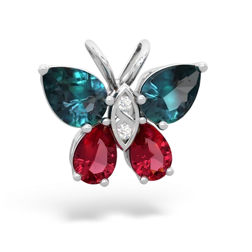 alexandrite-lab ruby butterfly pendant