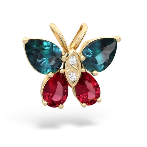alexandrite-lab ruby butterfly pendant