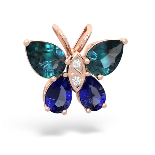 alexandrite-lab sapphire butterfly pendant