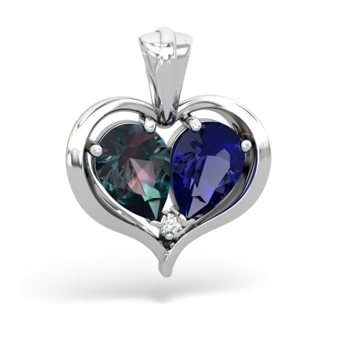 alexandrite-lab sapphire half heart whole pendant