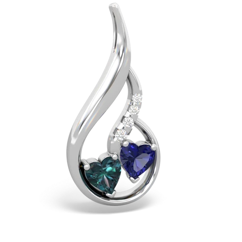 alexandrite-lab sapphire keepsake swirl pendant