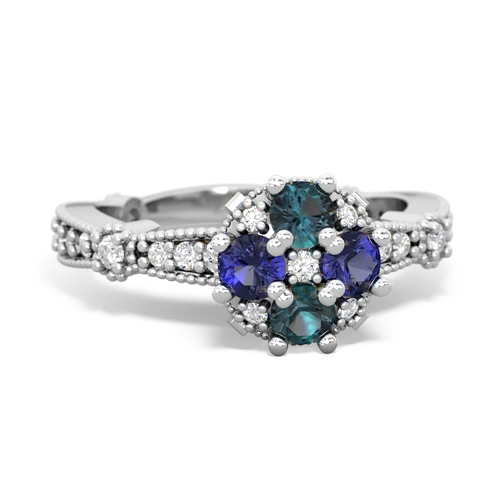 alexandrite-lab sapphire art deco engagement ring