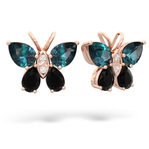 alexandrite-onyx butterfly earrings