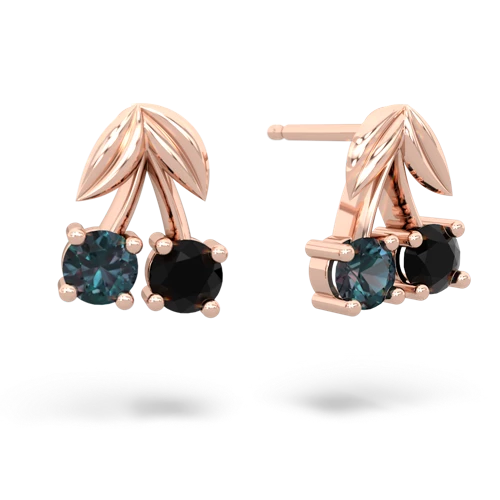 alexandrite-onyx cherries earrings