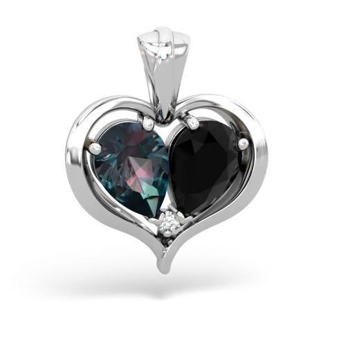 alexandrite-onyx half heart whole pendant