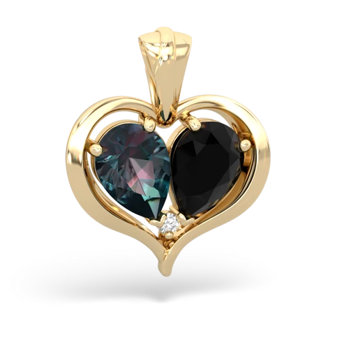 alexandrite-onyx half heart whole pendant