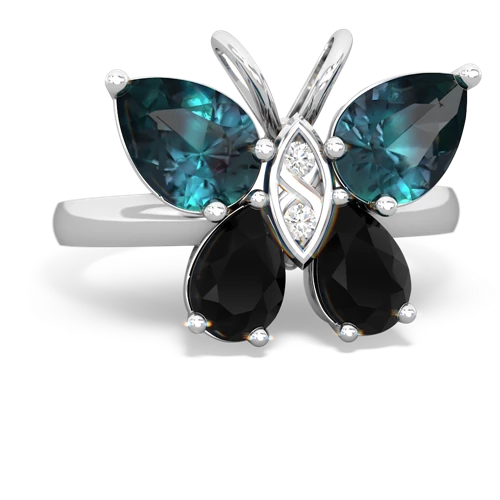 alexandrite-onyx butterfly ring