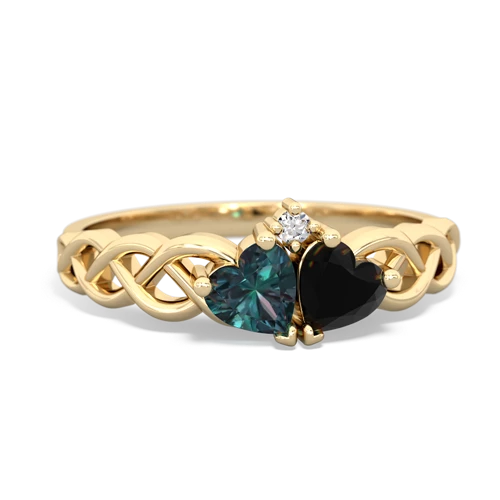 alexandrite-onyx celtic braid ring