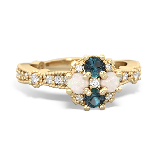 alexandrite-opal art deco engagement ring