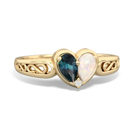 alexandrite-opal filligree ring
