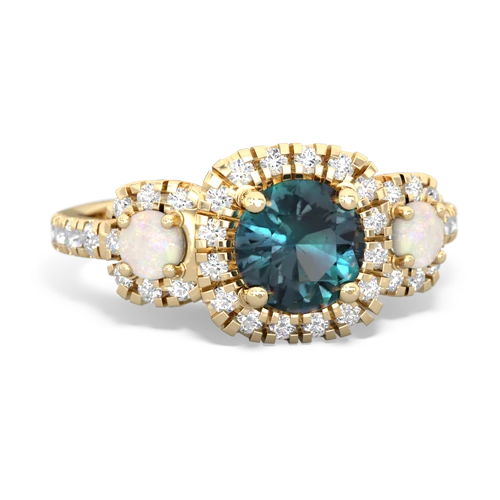 alexandrite-opal three stone regal ring