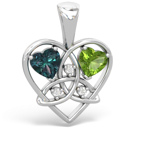 alexandrite-peridot celtic heart pendant
