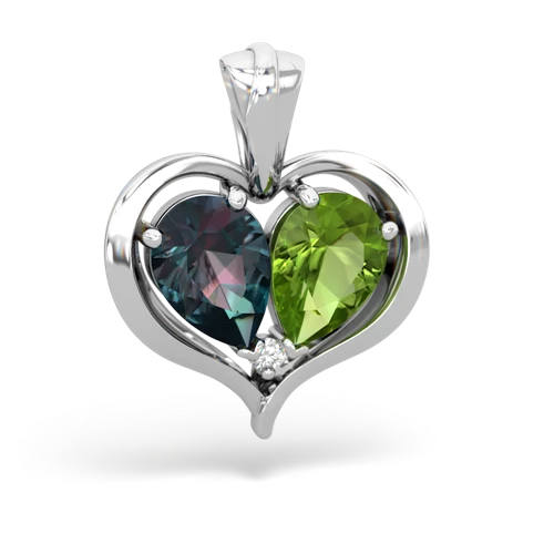 alexandrite-peridot half heart whole pendant