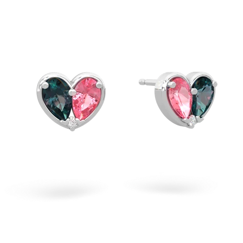 alexandrite-pink sapphire one heart earrings
