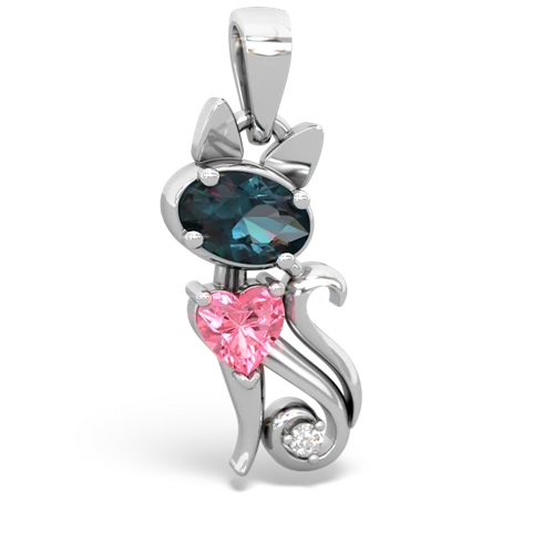 alexandrite-pink sapphire kitten pendant