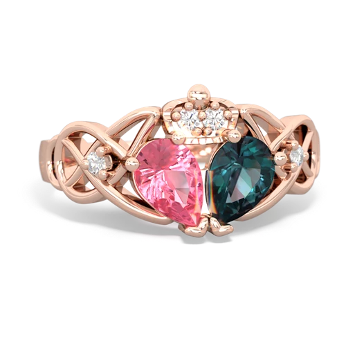 alexandrite-pink sapphire claddagh ring