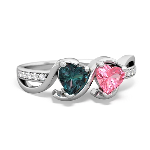 alexandrite-pink sapphire double heart ring