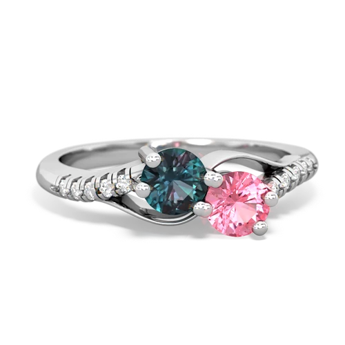 alexandrite-pink sapphire two stone infinity ring
