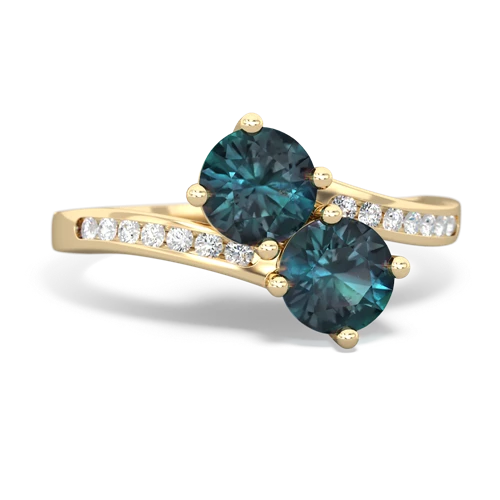 alexandrite two stone channel ring