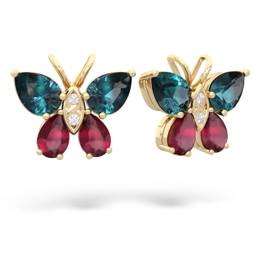 alexandrite-ruby butterfly earrings
