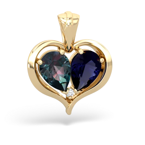 alexandrite-sapphire half heart whole pendant