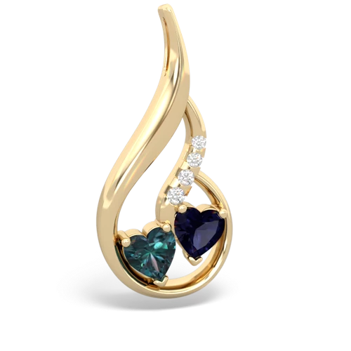 alexandrite-sapphire keepsake swirl pendant