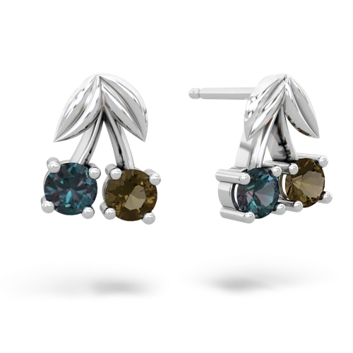 alexandrite-smoky quartz cherries earrings